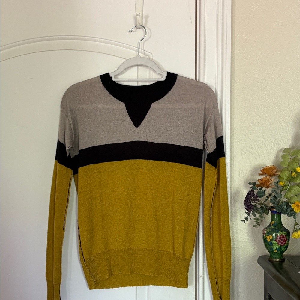 THML Yellow, Gray, and Black Colorblock Sweater